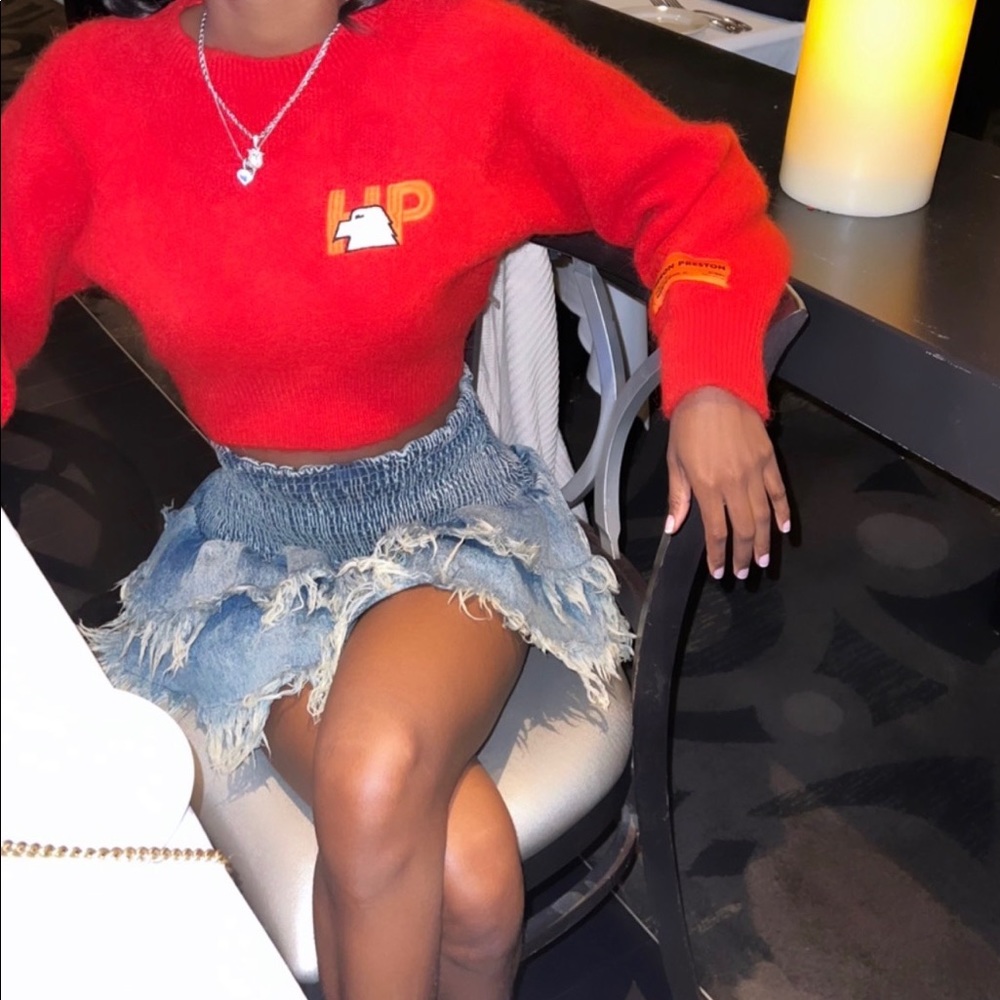 Heron Preston Logo-print Cropped Jumper In Red